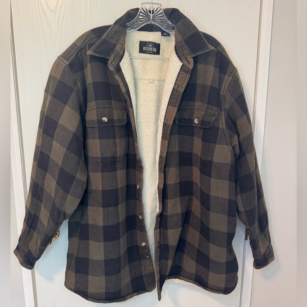 RedHead Sherpa-Lined Green and Black Plaid Jacket Size XL